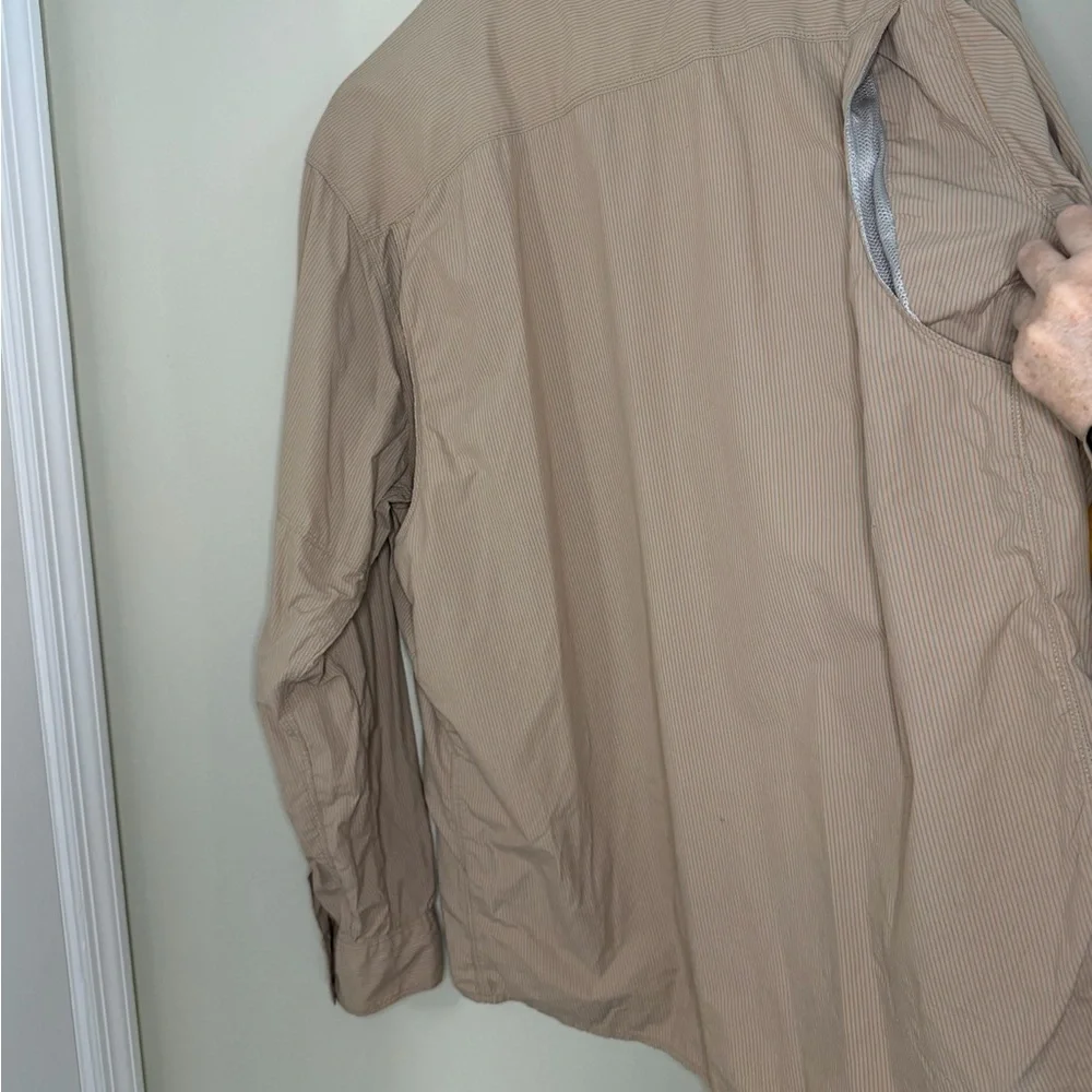 The North Face Utility Outdoor Blue & Tan Hiking Fishing Shirt Men’s Size XL